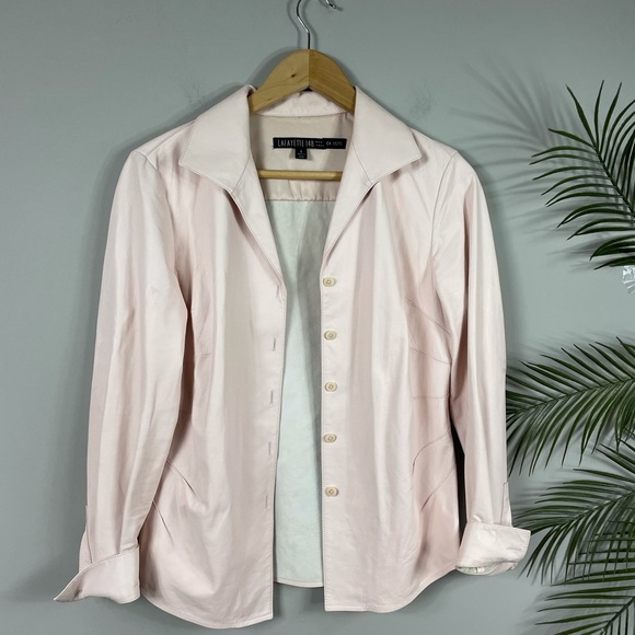 Lafayette 148 Pink Lambskin jacket top - Picture 7 of 10